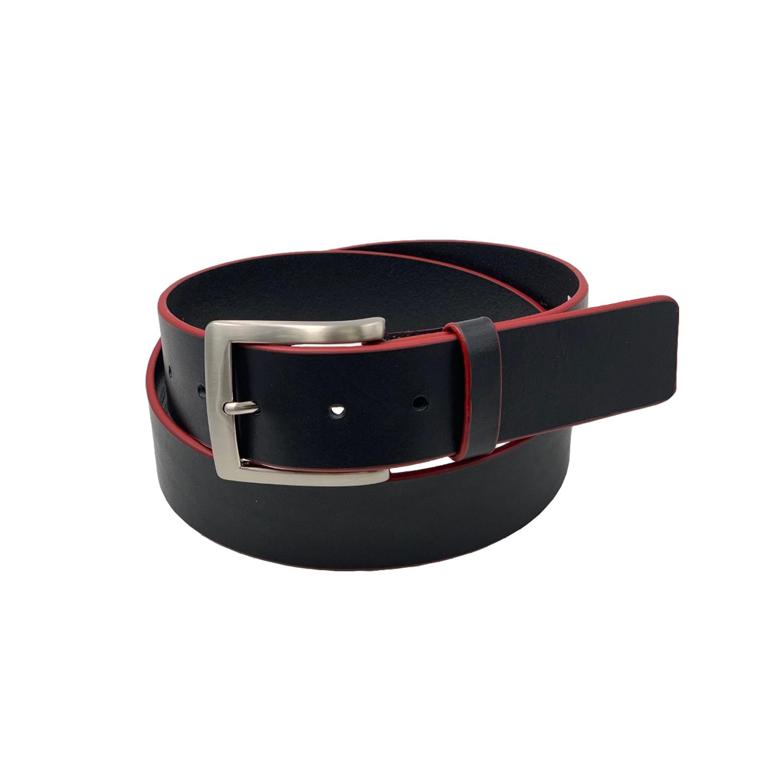 USC Black 40mm Italian Leather Belt with Cardinal Edge image01